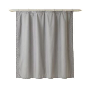 Pine Dell Shower Curtain Hanging Flat From A Plain Rod - Gray