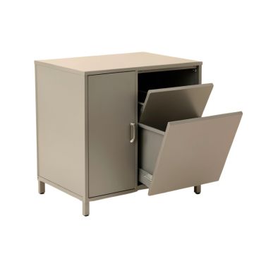 Olive Bend Freestanding Pull-Out Hamper Cabinet - Gray