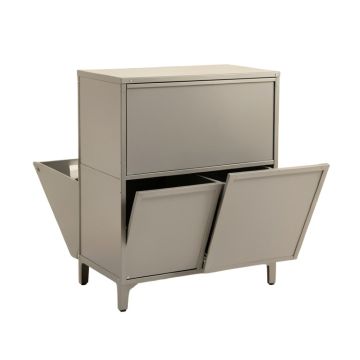 Elm Bridge Freestanding Pull-Out Hamper Cabinet - Gray