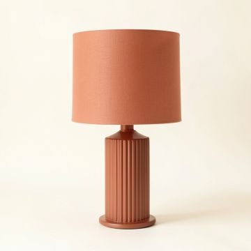 Bay Bridge Table Lamp With A Plain Fabric Shade - Terracotta (synthetic illustration; no displayed measurements)