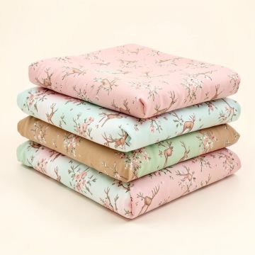 Deer Floral 4 Piece Crib Bedding Set (synthetic illustration; no displayed measurements)
