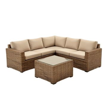 Heinrich Outdoor Patio 8 Piece Rattan Sectional Seating Group With Cushions