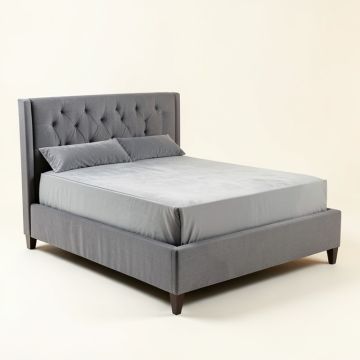 Brunet Velvet Queen Upholstered Standard Bed (synthetic illustration; no displayed measurements)