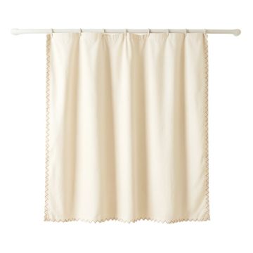 Cliff Dale Shower Curtain Hanging Flat From A Plain Rod - Cream