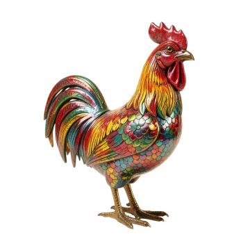 Talhah Colorful Metal Rooster Sculpture Decor