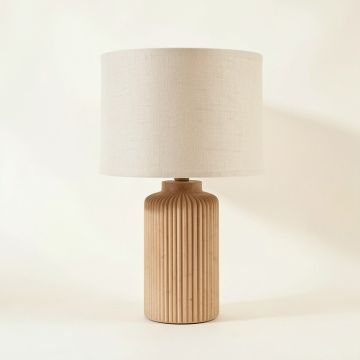 Oak Brook Table Lamp With A Plain Fabric Shade - Beige (synthetic illustration; no displayed measurements)