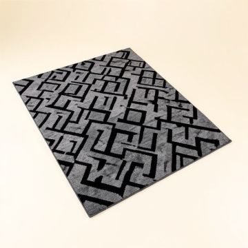Umbria Geometric Gray/Black Rug (synthetic illustration; no displayed measurements)