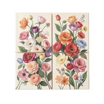 Painted Petals Iv-B By Tristan Scott - 4 Piece Wrapped Canvas Print Set