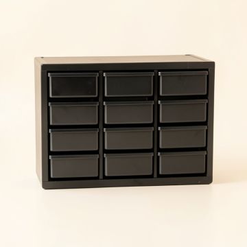 Bay Crest Small-Parts Storage Drawer Cabinet - Black (synthetic illustration; no displayed measurements)