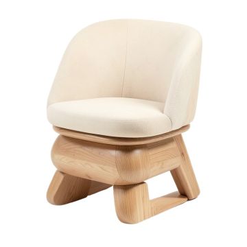 Hipple Solid Wood Stacking Side Chair In Beige