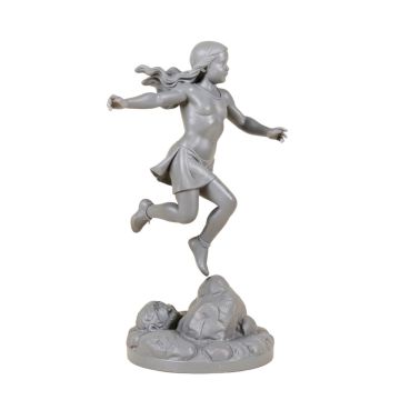 Alpine Girl Jumping Over Boy Outdoor Statue