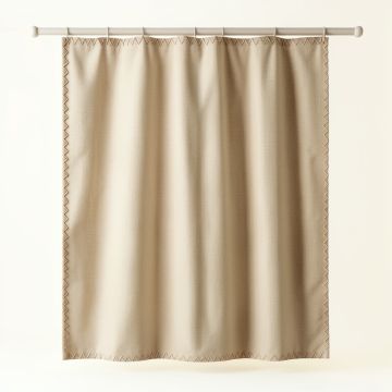 Brook Falls Shower Curtain Hanging Flat From A Plain Rod - Beige (synthetic illustration; no displayed measurements)