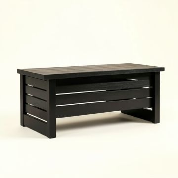 Meadow Crossing Narrow Outdoor Storage Bench - Black (synthetic illustration; no displayed measurements)