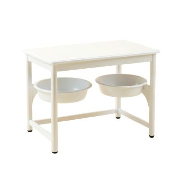 Fern Canyon Pet Feeding Stand With Two Plain Empty Bowls - White