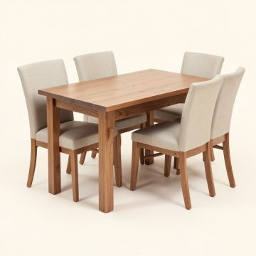 Lavertue 5 - Piece Rubberwood Solid Wood Dining Set (synthetic illustration; no displayed measurements)