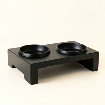Reed Canyon Pet Feeding Stand With Two Plain Empty Bowls - Black (synthetic illustration; no displayed measurements)