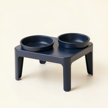 Sage Crest Pet Feeding Stand With Two Plain Empty Bowls - Navy (synthetic illustration; no displayed measurements)