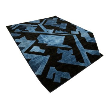 Ombre Geometric Black/Blue Area Rug