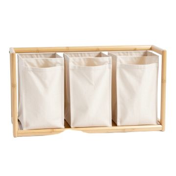 Lake Bridge Laundry Sorting Station With Plain Removable Bags - Beige