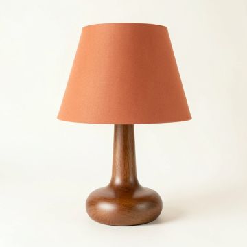 Olive Crest Table Lamp With A Plain Fabric Shade - Terracotta (synthetic illustration; no displayed measurements)