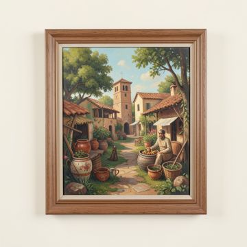 Mexican Hilltown By Linda Parker - Painting Print On Canvas (synthetic illustration; no displayed measurements)