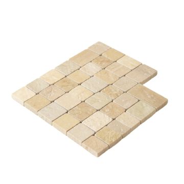 Interlocking Random Sized Natural Stone/Glass Mosaic Sheet Tile