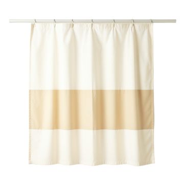 Wren Bend Shower Curtain Hanging Flat From A Plain Rod - Cream