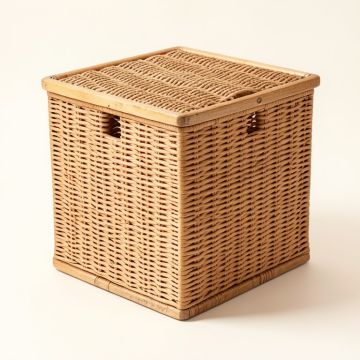 Bamboo Square Laundry Hamper (synthetic illustration; no displayed measurements)