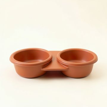 Cedar Crest Pet Feeding Stand With Two Plain Empty Bowls - Terracotta (synthetic illustration; no displayed measurements)