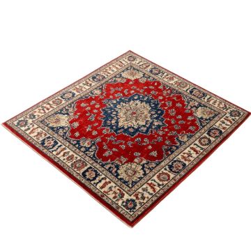 Sohara Oriental Machine Made Power Loom Wool/Polyester Red/Blue/Beige Area Rug