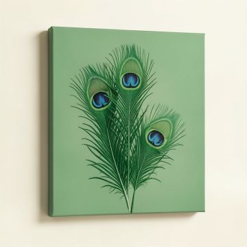 Two Peacock Feathers Print On Canvas (synthetic illustration; no displayed measurements)
