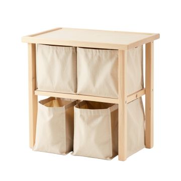 Vale Bridge Laundry Sorting Station With Plain Removable Bags - Beige