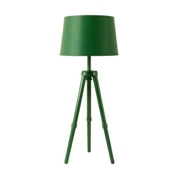 Hazel Crossing Floor Lamp With A Plain Fabric Shade - Green
