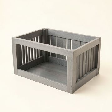 Oak Bridge Empty Furniture-Style Pet Crate - Gray (synthetic illustration; no displayed measurements)