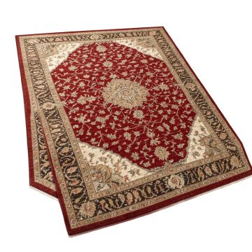 Kealey Oriental Machine Made Power Loom Wool/Polyester Red/Brown/Beige Area Rug