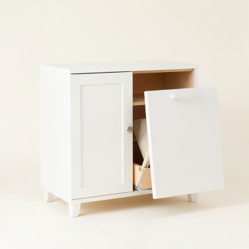 Sage Brook Freestanding Pull-Out Hamper Cabinet - White (synthetic illustration; no displayed measurements)