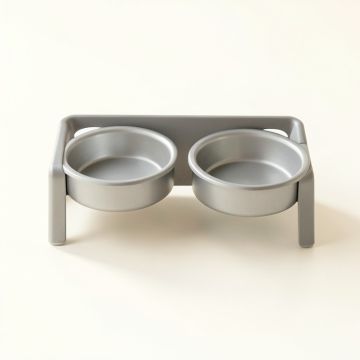 Olive Dell Pet Feeding Stand With Two Plain Empty Bowls - Gray (synthetic illustration; no displayed measurements)