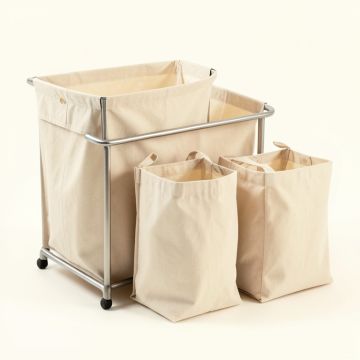 Slate Arc Laundry Sorting Station With Plain Removable Bags - Beige (synthetic illustration; no displayed measurements)