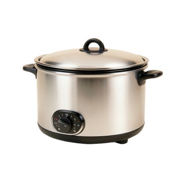 Crock-Pot 5 Qt . Smudgeproof Round Manual Slow Cooker Silver