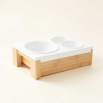 Flint Arc Pet Feeding Stand With Two Plain Empty Bowls (synthetic illustration; no displayed measurements)
