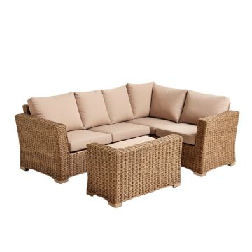 Red Barrel Studio® 4Pcs Rattan Wicker Patio Conversation Set Cushioned Outdoor Furniture Set