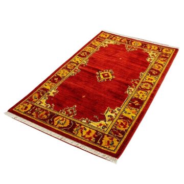 Abstract Machiine Made Power Loom Wool And Polyester Red/Yellow Area Rug