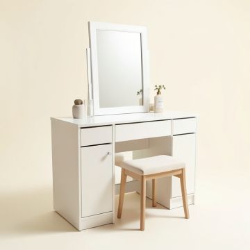 Gab Vanity Set With Stool And Mirror (synthetic illustration; no displayed measurements)