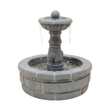 Resin Rainfall In Brick Design Medallion Fountain With Light