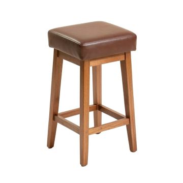 Beechwood Solid Back Upholstered Seat Bar & Counter Stool