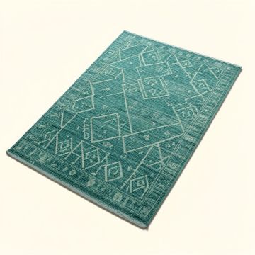 Pranav Geometric Flatweave Teal Indoor/Outdoor Area Rug (synthetic illustration; no displayed measurements)