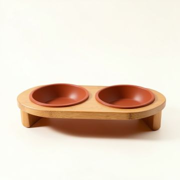 Meadow Dale Pet Feeding Stand With Two Plain Empty Bowls - Terracotta (synthetic illustration; no displayed measurements)