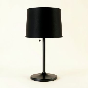 Cove Arc Table Lamp With A Plain Fabric Shade (synthetic illustration; no displayed measurements)