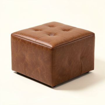 Francis 15 '' Wide Faux Leather Tufted Square Storage Ottoman (synthetic illustration; no displayed measurements)