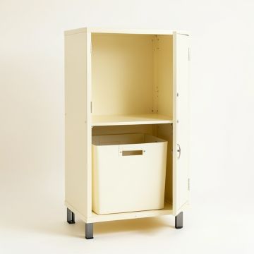 Olive Bridge Freestanding Pull-Out Hamper Cabinet - Cream (synthetic illustration; no displayed measurements)